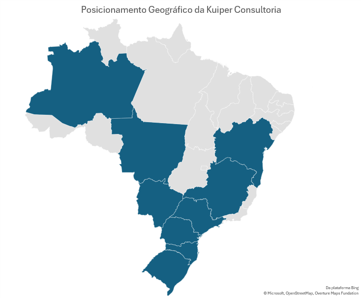 Mapa do Brasil com estados de atuação
